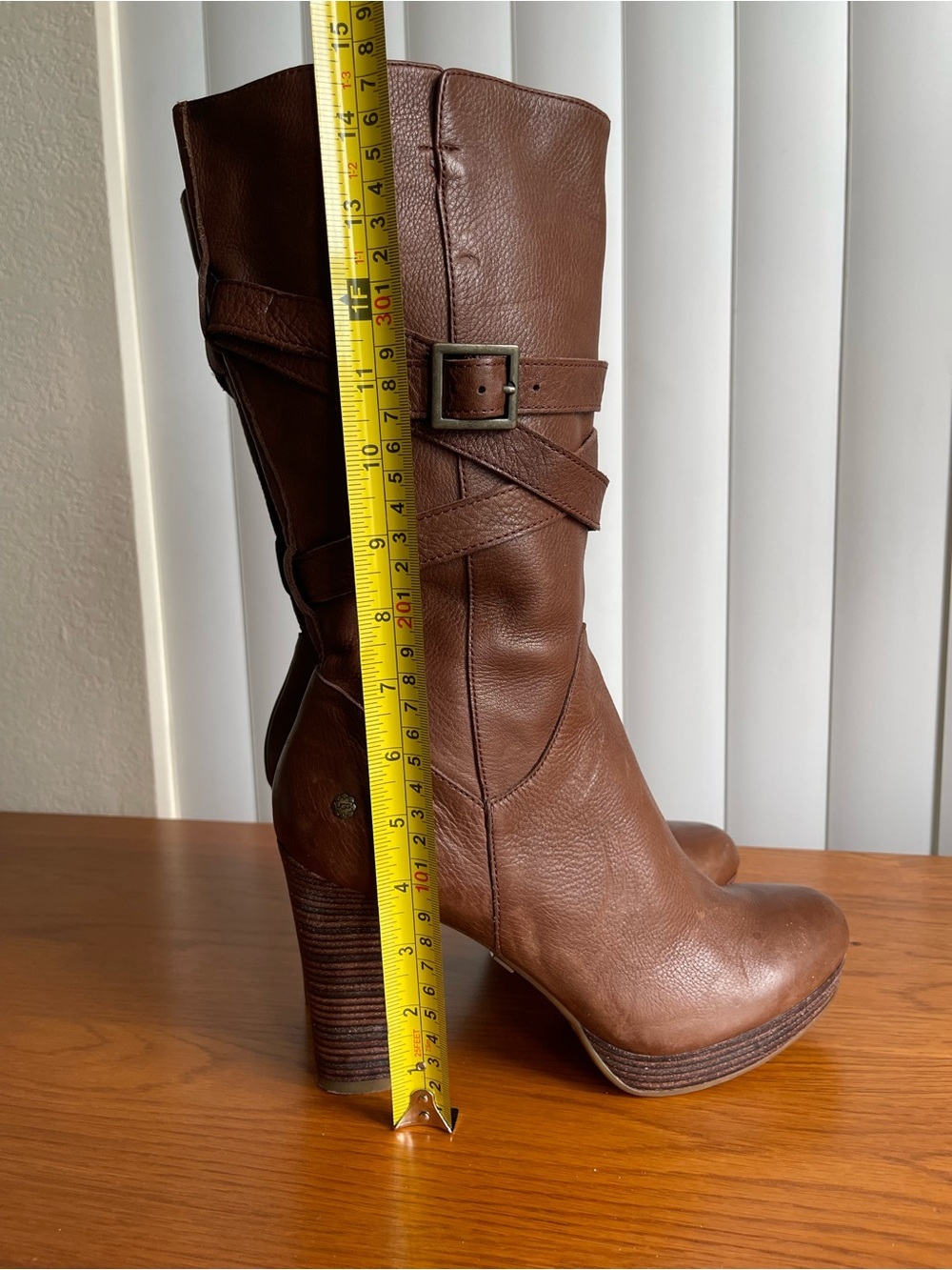 UGG Jardin Heeled Leather Boots Brown Size 10 - Picture 11 of 14